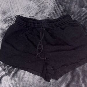 Black Athletic Shorts with Elastic Waistband and Drawstring